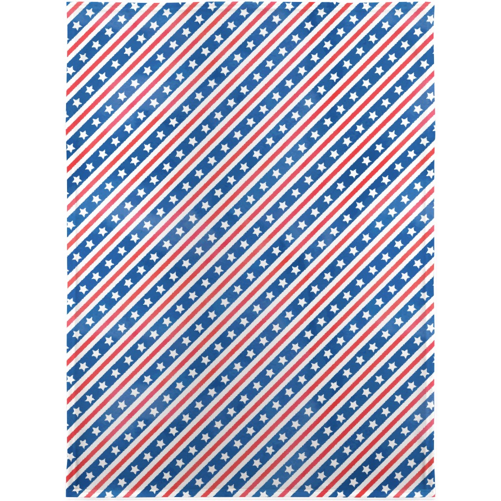 Stars & Stripes - Diagonal Blanket, Sherpa, 30x40, Blue, True Blue