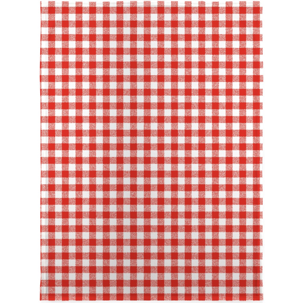 Red Gingham Pattern Blanket, Sherpa, 30x40, Red, Red
