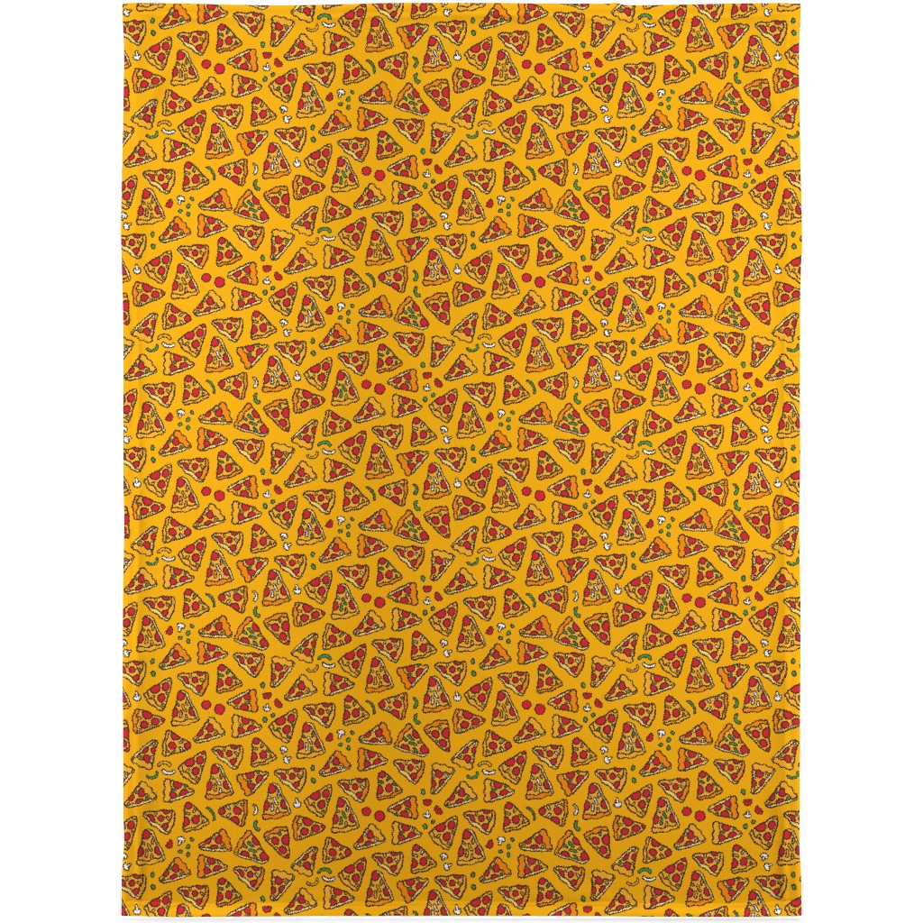 Pizza Pattern Blanket, Sherpa, 30x40, Yellow, Eggyolk