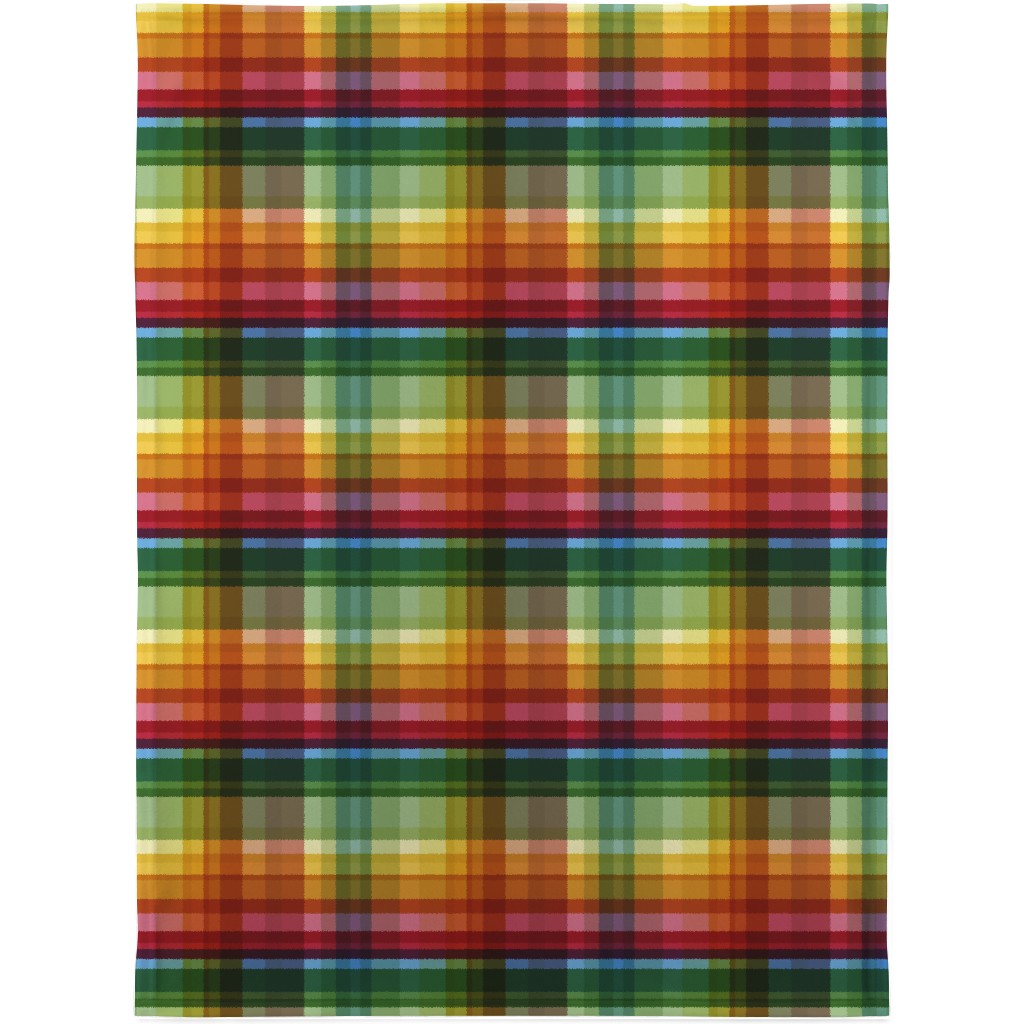 Gingham Rainbow Check Blanket, Sherpa, 30x40, Multicolor