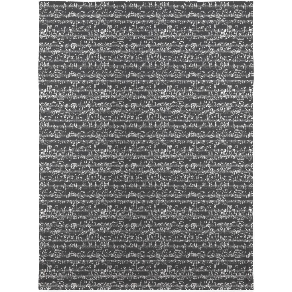 Handwritten Sheet Music Blanket, Sherpa, 30x40, Gray, Flint