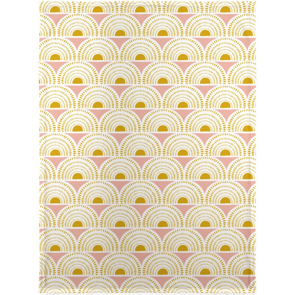 Aurora Geometric - Blush and Goldenrod Blanket, Sherpa, 30x40, Yellow, Classic Yellow