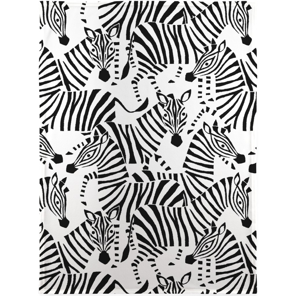 Zebra - Black and White Blanket, Sherpa, 30x40, Black