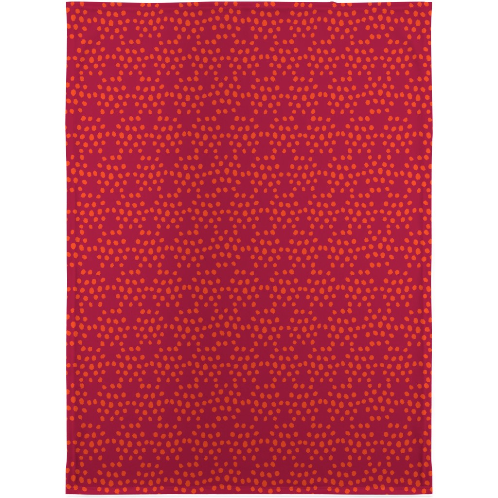 Hexagon Dots - Red and Orange Blanket, Sherpa, 30x40, Red, Red