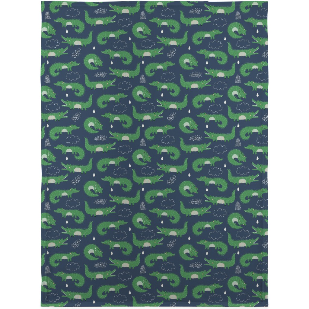 Cute Alligators - Green Blanket, Sherpa, 30x40, Green