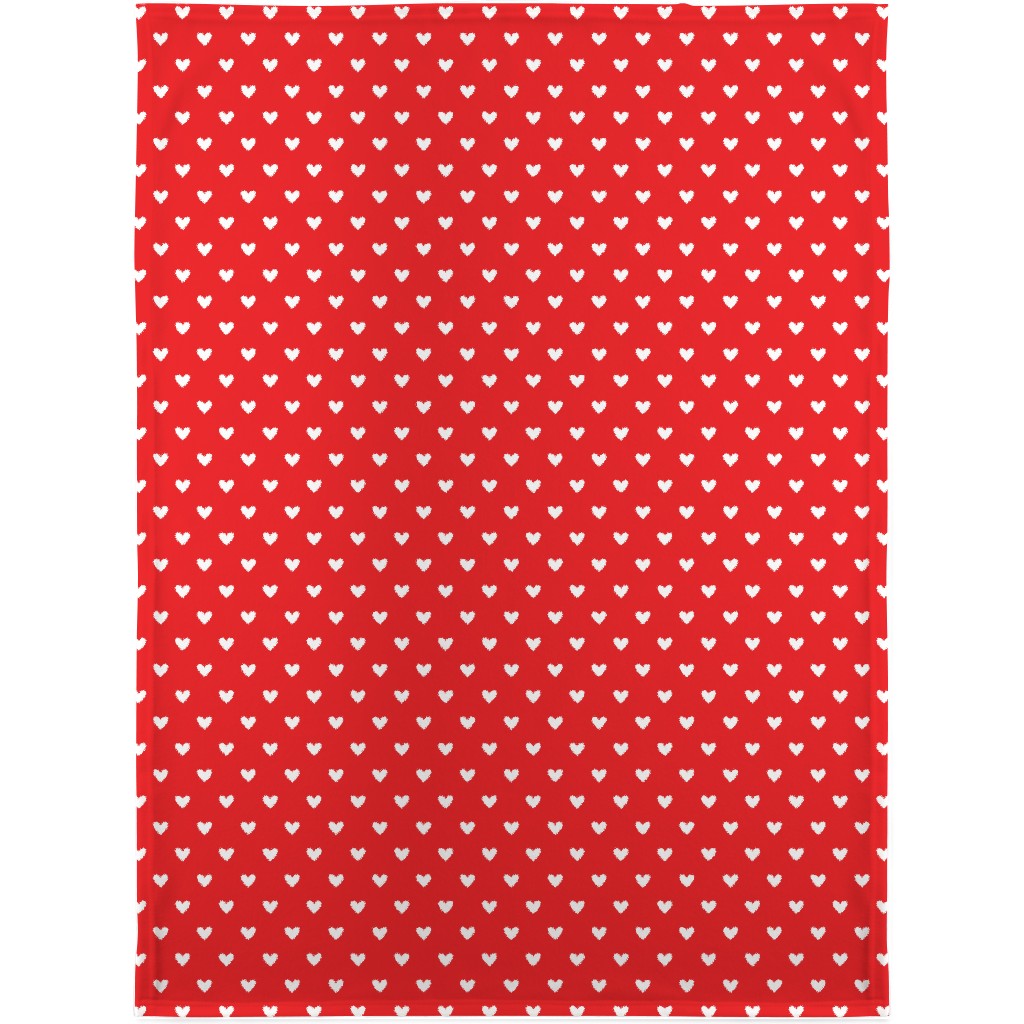 Love Hearts - Red Blanket, Sherpa, 30x40, Red