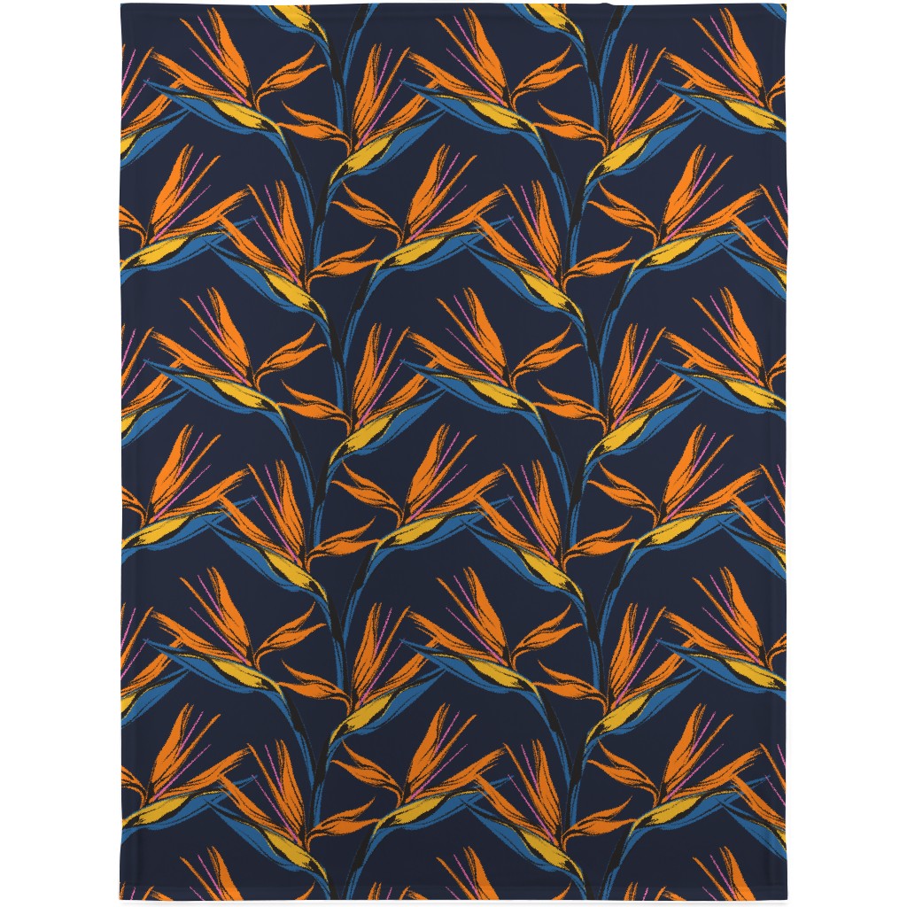 Bird of Paradise Blanket, Sherpa, 30x40, Blue, Silhouette