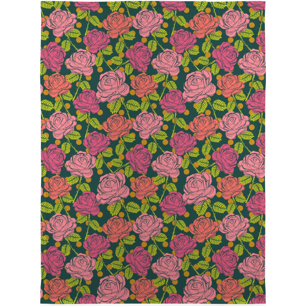 Roses - Shades of Pink Blanket, Sherpa, 30x40, Pink, Bright Pink