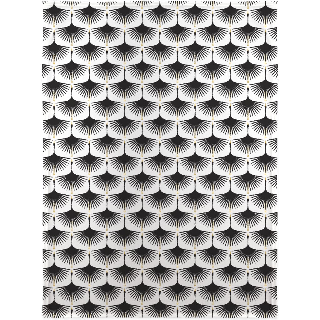 Art Deco Swans Blanket, Sherpa, 30x40, White, White