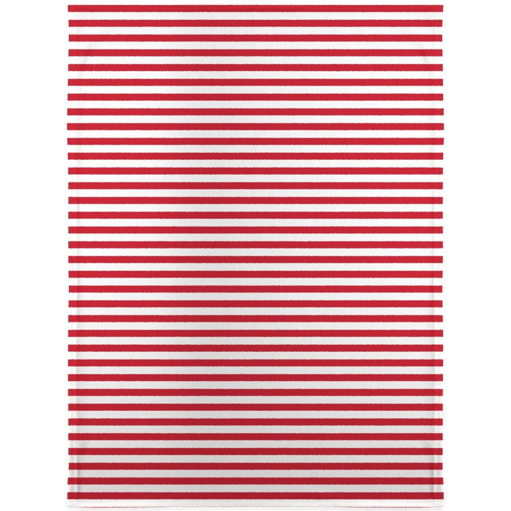 Stripes - Red and White Blanket, Sherpa, 30x40, Red, Red