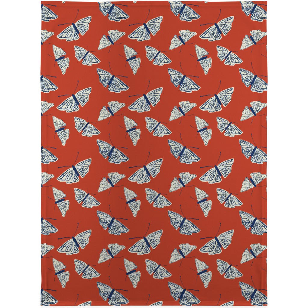 Moths - Rust Blanket, Sherpa, 30x40, Red