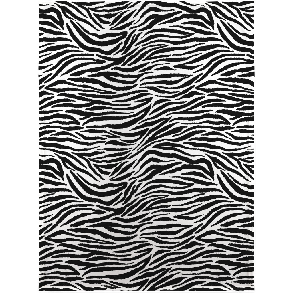 Zebra Print - Black and White Blanket, Sherpa, 30x40, Black