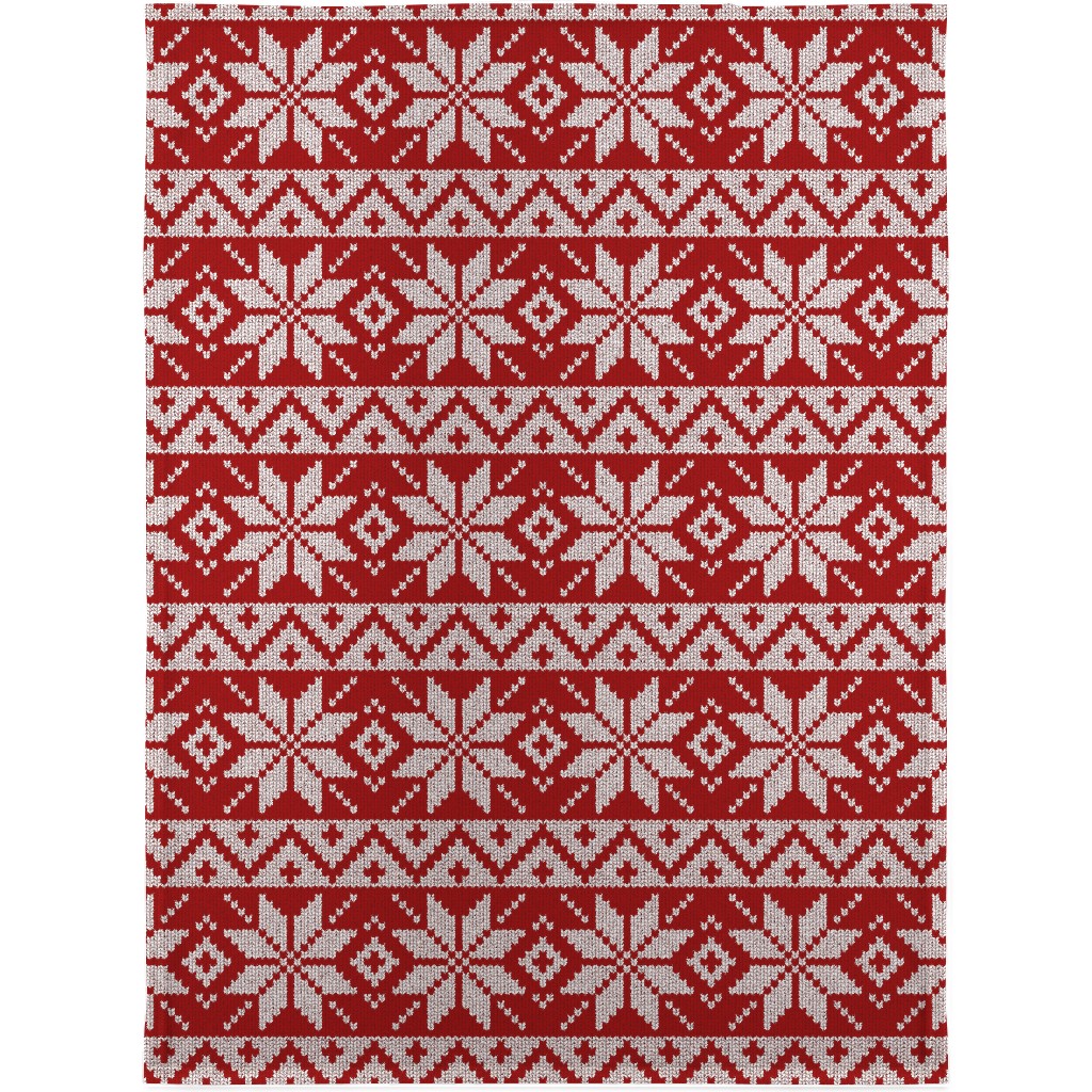 Christmas Knit - Red Blanket, Sherpa, 30x40, Red, Red