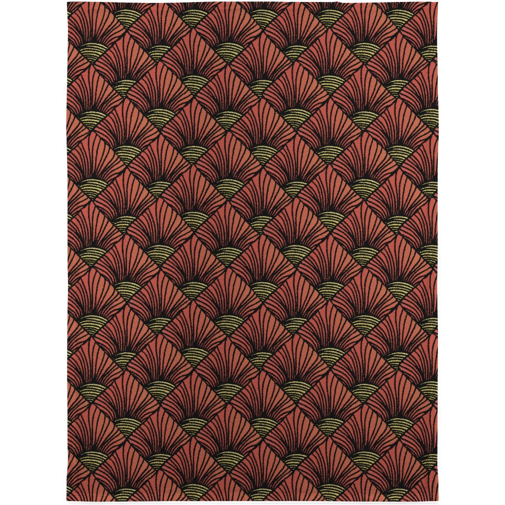 Art Deco Sunrise Blanket, Sherpa, 30x40, Red, Red