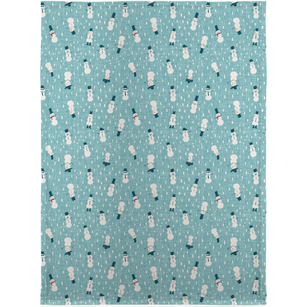 Snowman - Blue Blanket, Sherpa, 30x40, Blue, True Blue