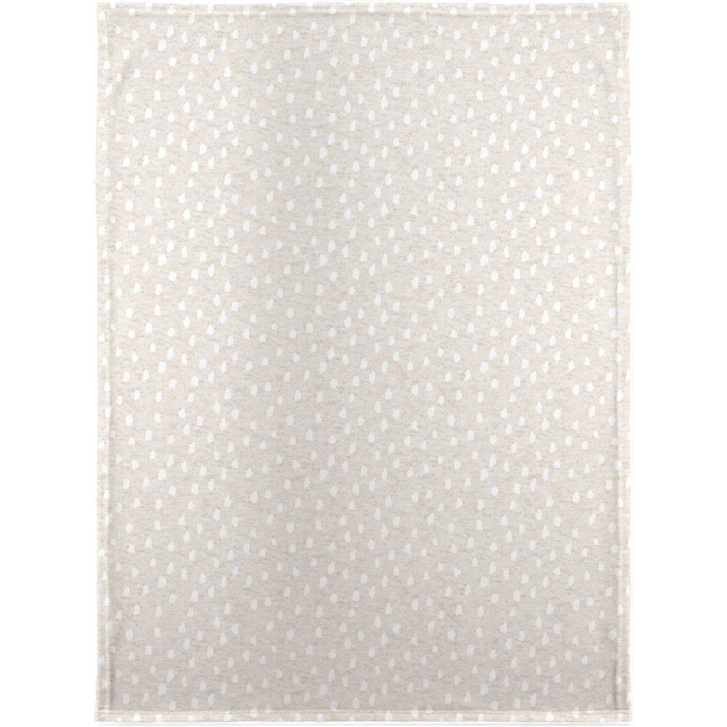 White Speckle Dot on Textured Oatmeal Blanket, Sherpa, 30x40, Beige, Pearl