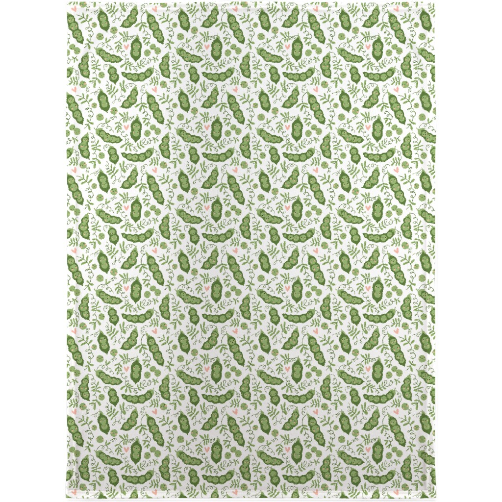 Cute Peas - Green Blanket, Sherpa, 30x40, Green, Classic Green