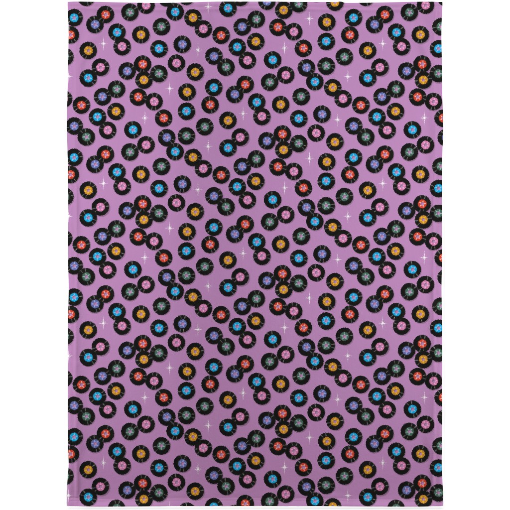 Pop Star Vintage Vinyl Records Blanket, Sherpa, 30x40, Purple
