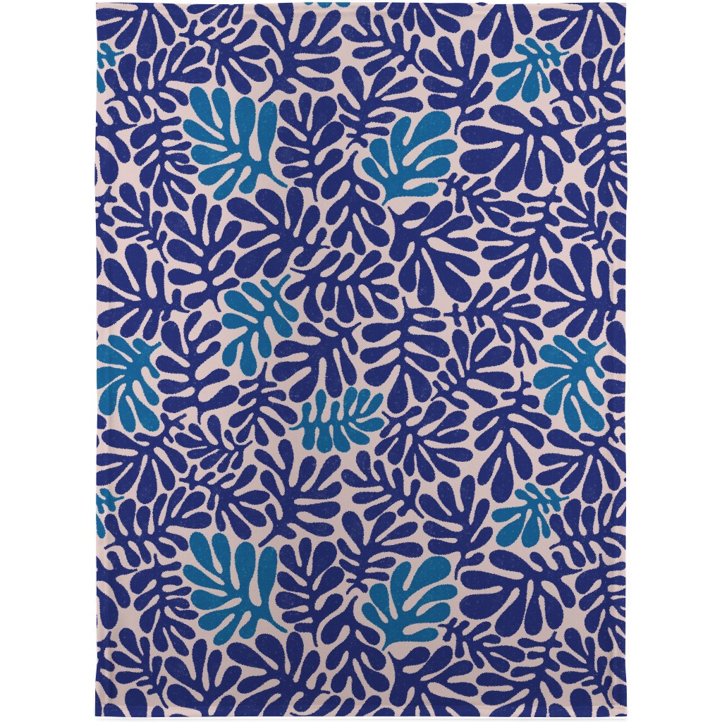 Organic Leaves - Blue Blanket, Sherpa, 30x40, Blue, True Blue