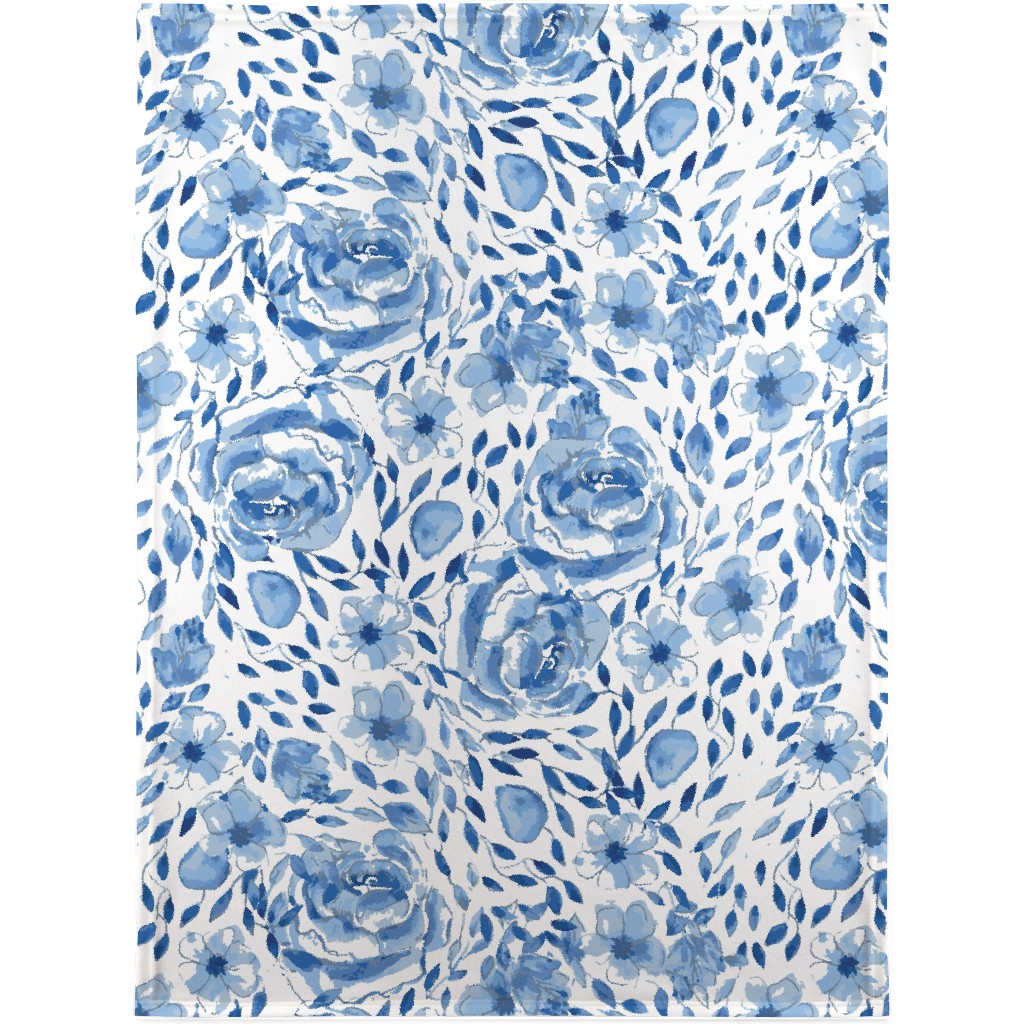 the Flow of the Garden - Blue Blanket, Sherpa, 30x40, Blue, True Blue