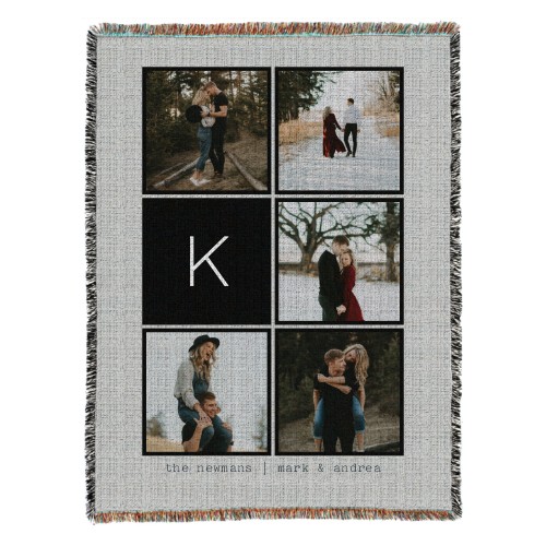 Pictogram Woven Photo Blanket, 54x70, Black