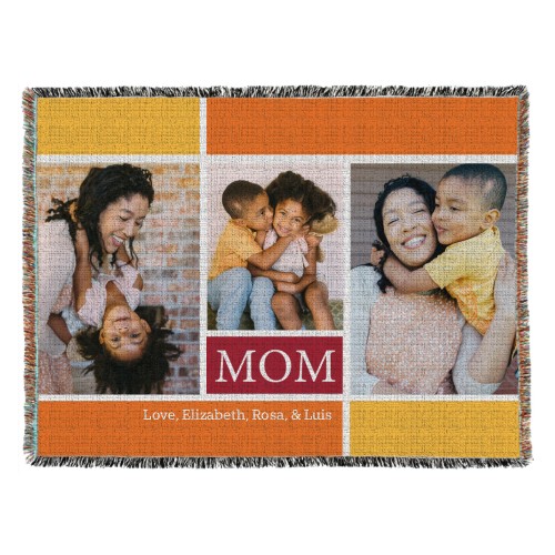 Color Block Collage Woven Photo Blanket, 54x70, Gray