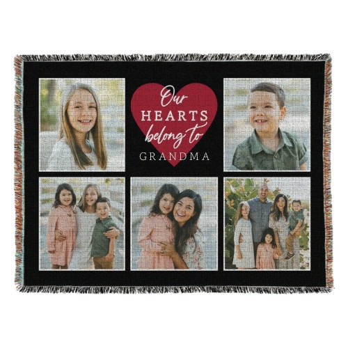 Our Hearts Woven Photo Blanket, 54x70, Pink