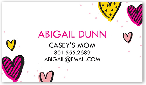 Darling Hearts Calling Card, Pink, Matte, Signature Smooth Cardstock