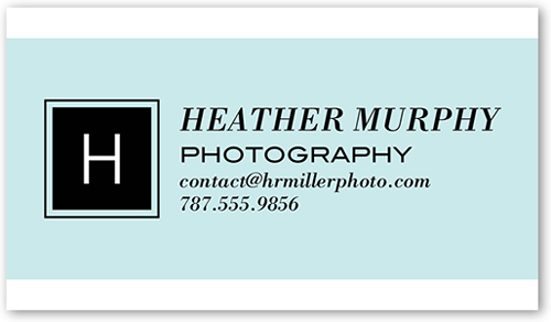 Initial Block Calling Card, Blue, Matte, Signature Smooth Cardstock