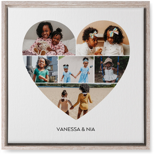 Filled Heart Wall Art, Rustic, Single piece, Canvas, 16x16, White