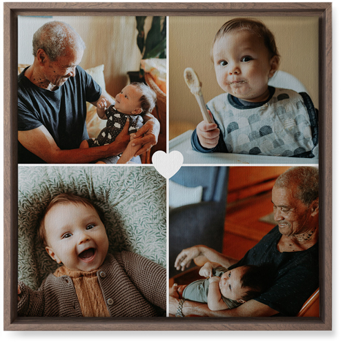 Heart Grid Wall Art, Walnut, Single piece, Canvas, 16x16, White, white