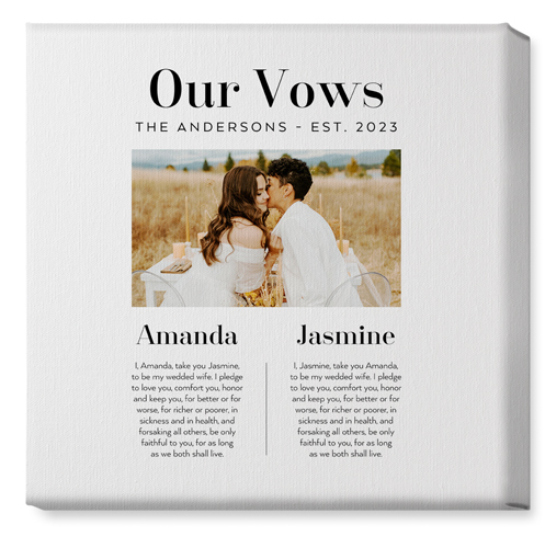 Our Vows Wall Art, No Frame, Single piece, Canvas, 16x16, White, white