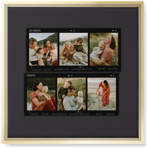 Travel Film Collage Wall Art, Gold, Single piece, Canvas, 16x16, Gray, charcoal