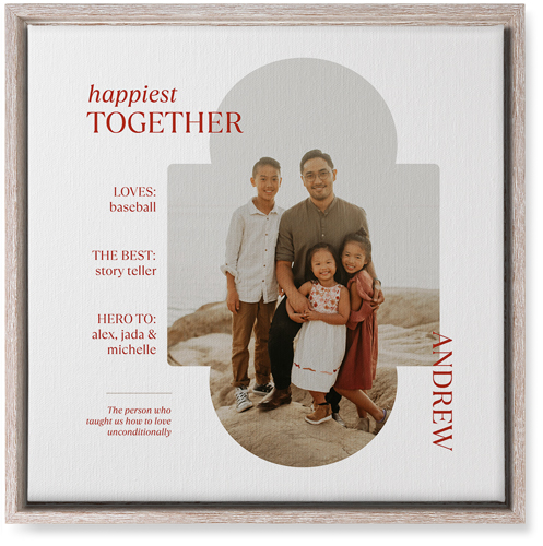 Family Infographic Wall Art, Rustic, Single piece, Canvas, 16x16, White