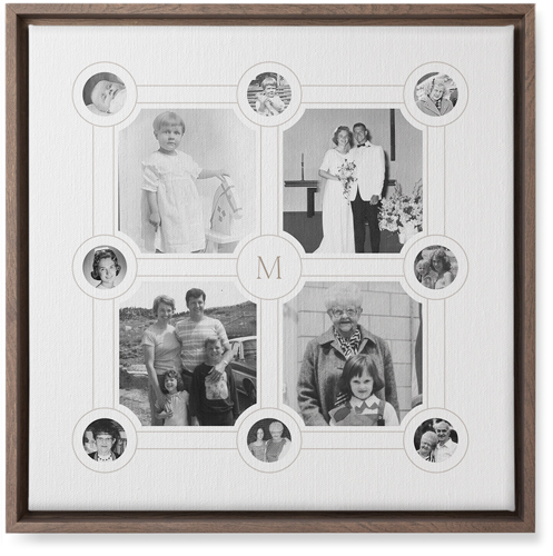 Vintage Family Tree Wall Art, Walnut, Single piece, Canvas, 16x16, White