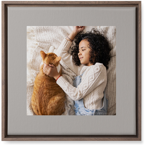 Full Frame One Wall Art, Walnut, Single piece, Canvas, 16x16, Gray