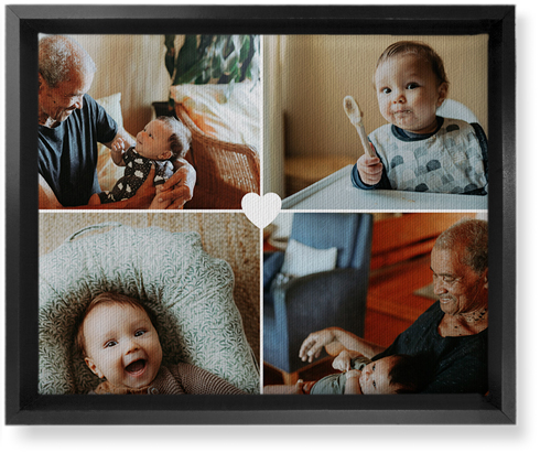 Heart Grid Wall Art, Black, Single piece, Canvas, 8x10, White, white