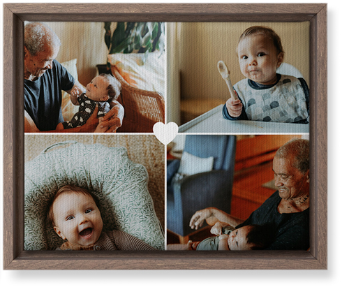 Heart Grid Wall Art, Walnut, Single piece, Canvas, 8x10, White, white