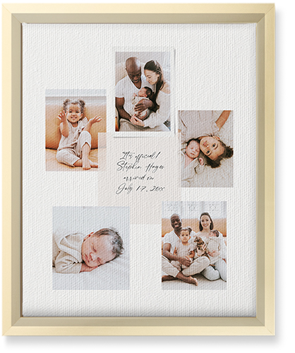 Handwritten Note Collage Wall Art, Gold, Single piece, Canvas, 8x10, White