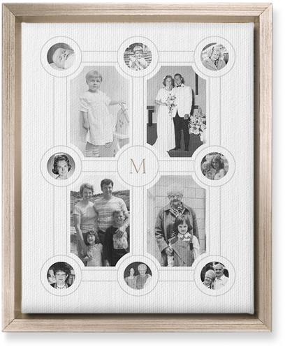 Vintage Family Tree Wall Art, Metallic, Single piece, Canvas, 8x10, White, white