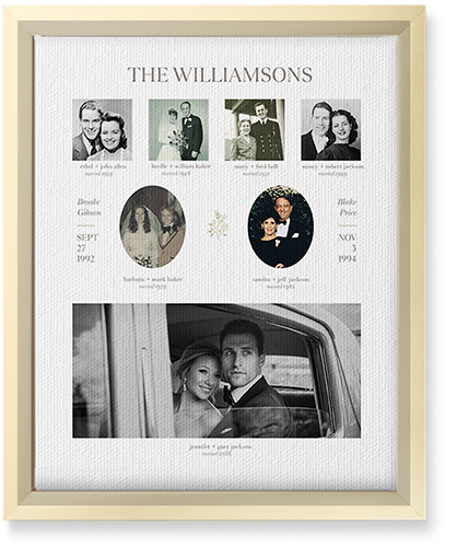 Marriage Family Tree Wall Art, Gold, Single piece, Canvas, 8x10, White