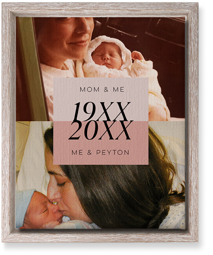 Then and Now Wall Art, Rustic, Single piece, Canvas, 8x10, Pink