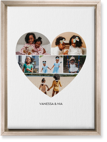 Filled Heart Wall Art, Metallic, Single piece, Canvas, 10x14, White