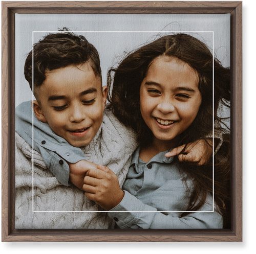 Floating Frame Wall Art, Walnut, Single piece, Canvas, 12x12, White, white