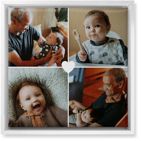 Heart Grid Wall Art, White, Single piece, Canvas, 12x12, White, white