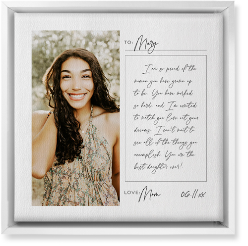 Handwritten Letter Wall Art, White, Single piece, Canvas, 12x12, White