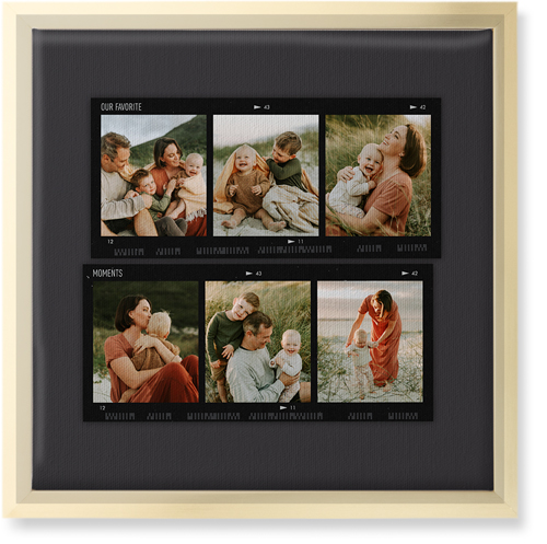 Travel Film Collage Wall Art, Gold, Single piece, Canvas, 12x12, Gray