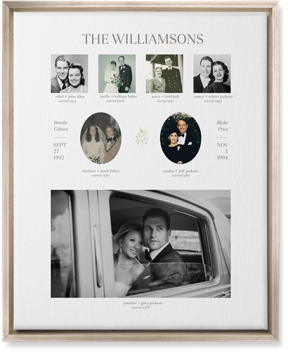 Marriage Family Tree Wall Art, Metallic, Single piece, Canvas, 16x20, White, white