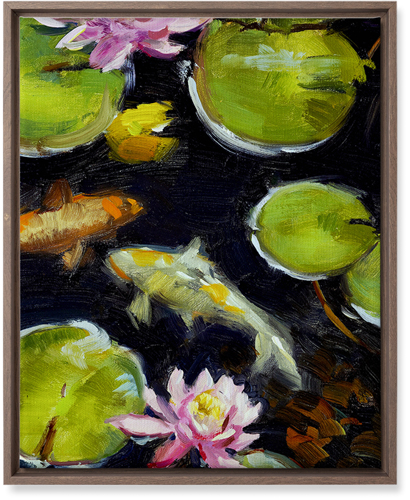 Violet Lilies Wall Art, Walnut, Single piece, Canvas, 16x20, Multicolor