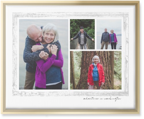 Brushed Border Collage Of Four Wall Art, Gold, Single piece, Canvas, 16x20, Gray, smoke